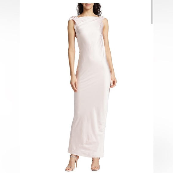 The Bar Pierre Silk Satin Cowl Back Gown - Picture 3 of 13